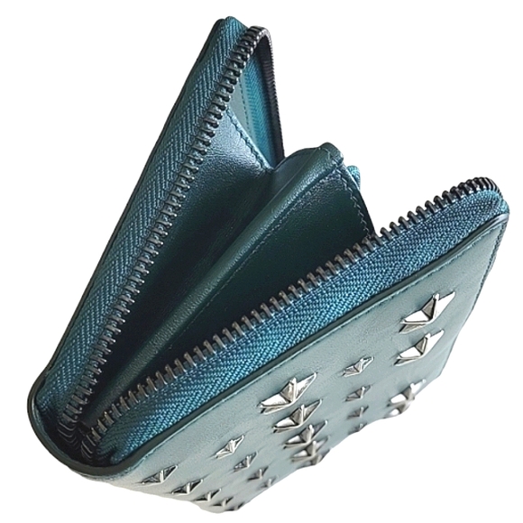 JIMMY CHOO GR Nappa LTHR Star Studded Zip Around 2-Way Wallet w/ CERT Card - Picture 13 of 17